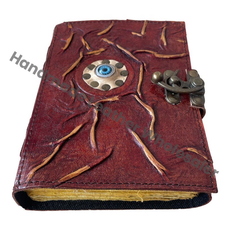 Hocus Pocus Book Spells Leather Hardcover Journal Thermal Binding Deckle Edge Paper Eye Grimoire Vintage Halloween Shadows Gift