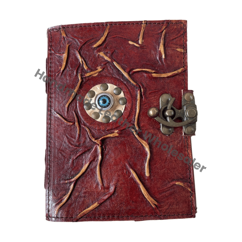 Hocus Pocus Book Spells Leather Hardcover Journal Thermal Binding Deckle Edge Paper Eye Grimoire Vintage Halloween Shadows Gift
