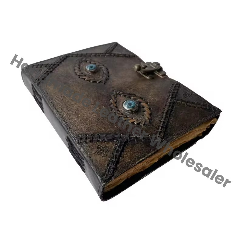 Hocus Pocus Book Spells Prop Eyes Vintage Printed Leather Journal Handmade Eco-friendly Paper Gifts Writing Halloween