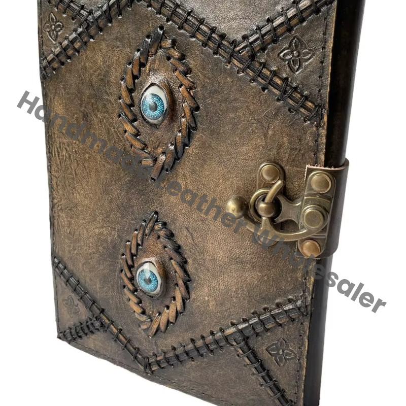 Hocus Pocus Book Spells Prop Eyes Vintage Printed Leather Journal Handmade Eco-friendly Paper Gifts Writing Halloween