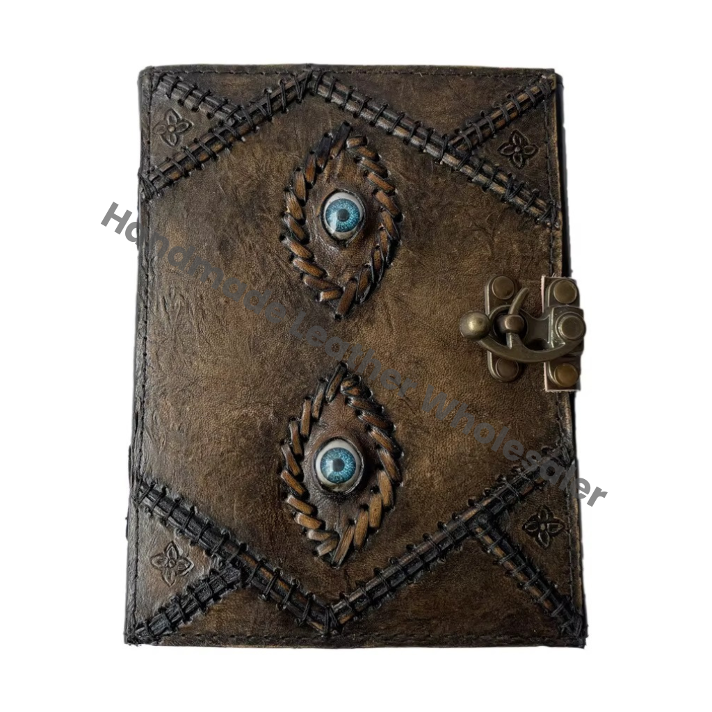 Hocus Pocus Book Spells Prop Eyes Vintage Printed Leather Journal Handmade Eco-friendly Paper Gifts Writing Halloween
