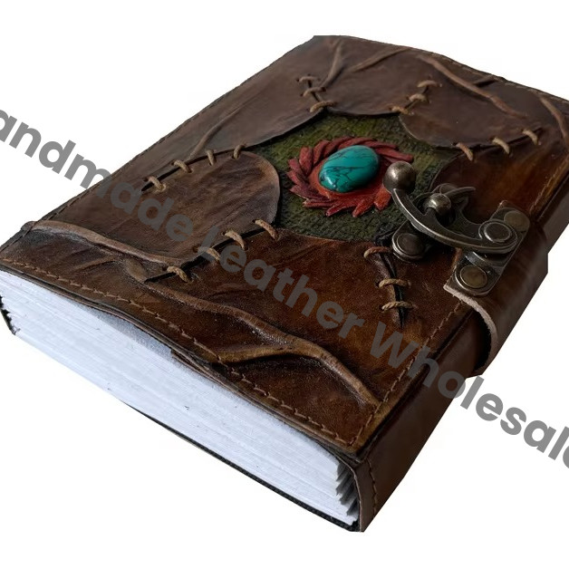 Hocus Pocus Genuine Leather Handmade Address Book Eco-friendly Paper Custom Logo Single Eye Stone Antique Diary Design