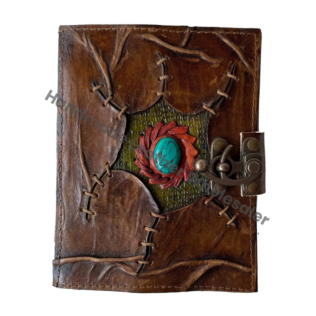 Hocus Pocus Genuine Leather Handmade Address Book Eco-friendly Paper Custom Logo Single Eye Stone Antique Diary Design