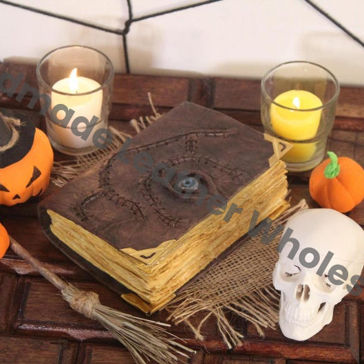 Hocus Pocus Leather Grimoire Journal: Handmade Deckle Edge Book of Shadows