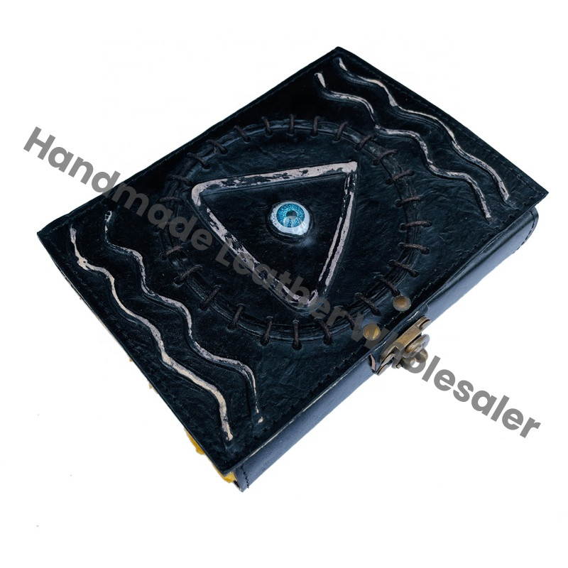 Hocus Pocus Triangle Book Spell Handmade Recycled Deckle Sheets God Eye Magical Spell Books Gift Cover Blank Journal Hard