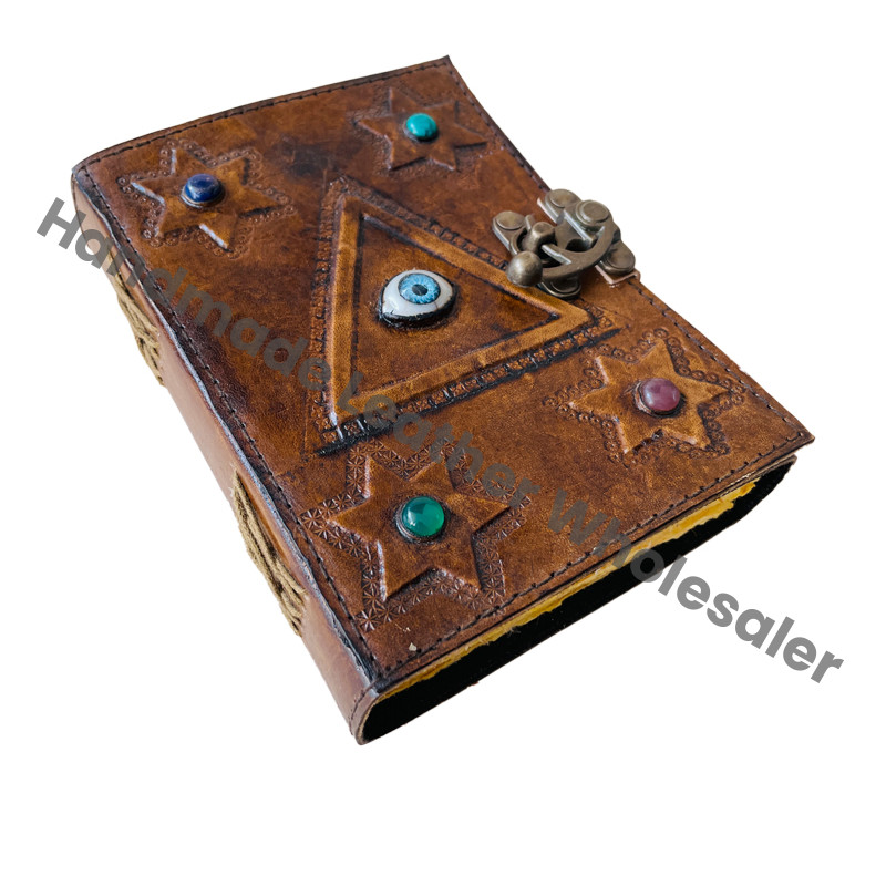 Hocus Pocus Triangle God Eye Book Handmade Spiral Binding Hard Leather Cover Blank Pages Eco-friendly Paper Gift Journal