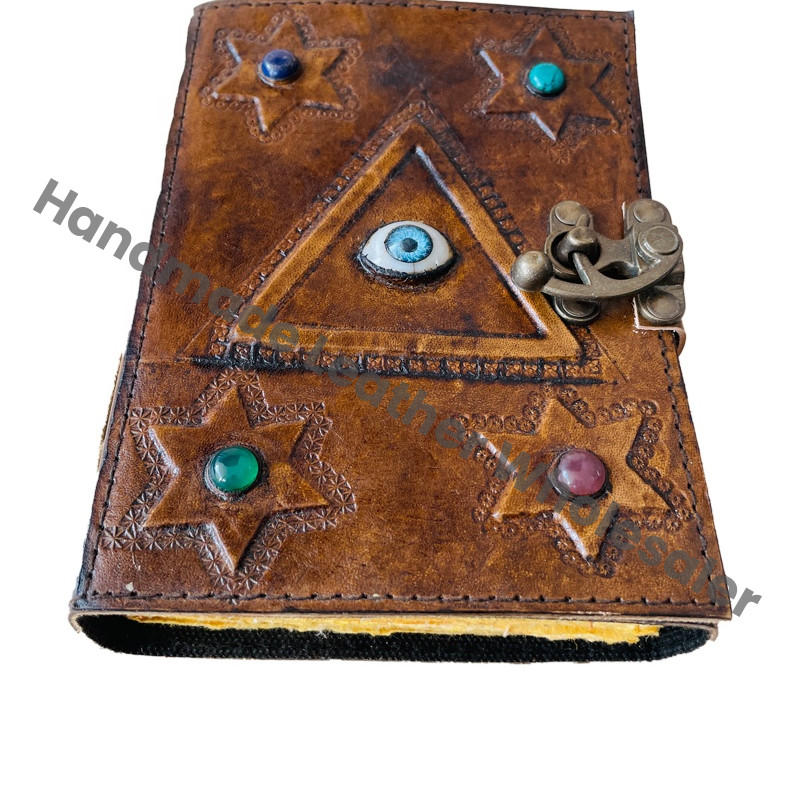Hocus Pocus Triangle God Eye Book Handmade Spiral Binding Hard Leather Cover Blank Pages Eco-friendly Paper Gift Journal