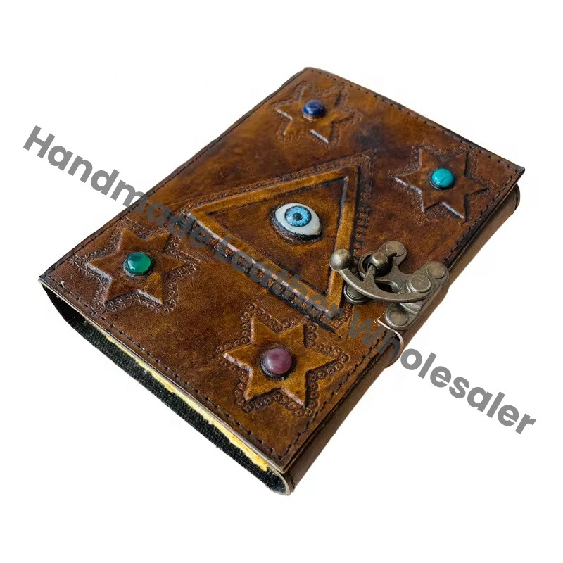 Hocus Pocus Triangle God Eye Book Handmade Spiral Binding Hard Leather Cover Blank Pages Eco-friendly Paper Gift Journal