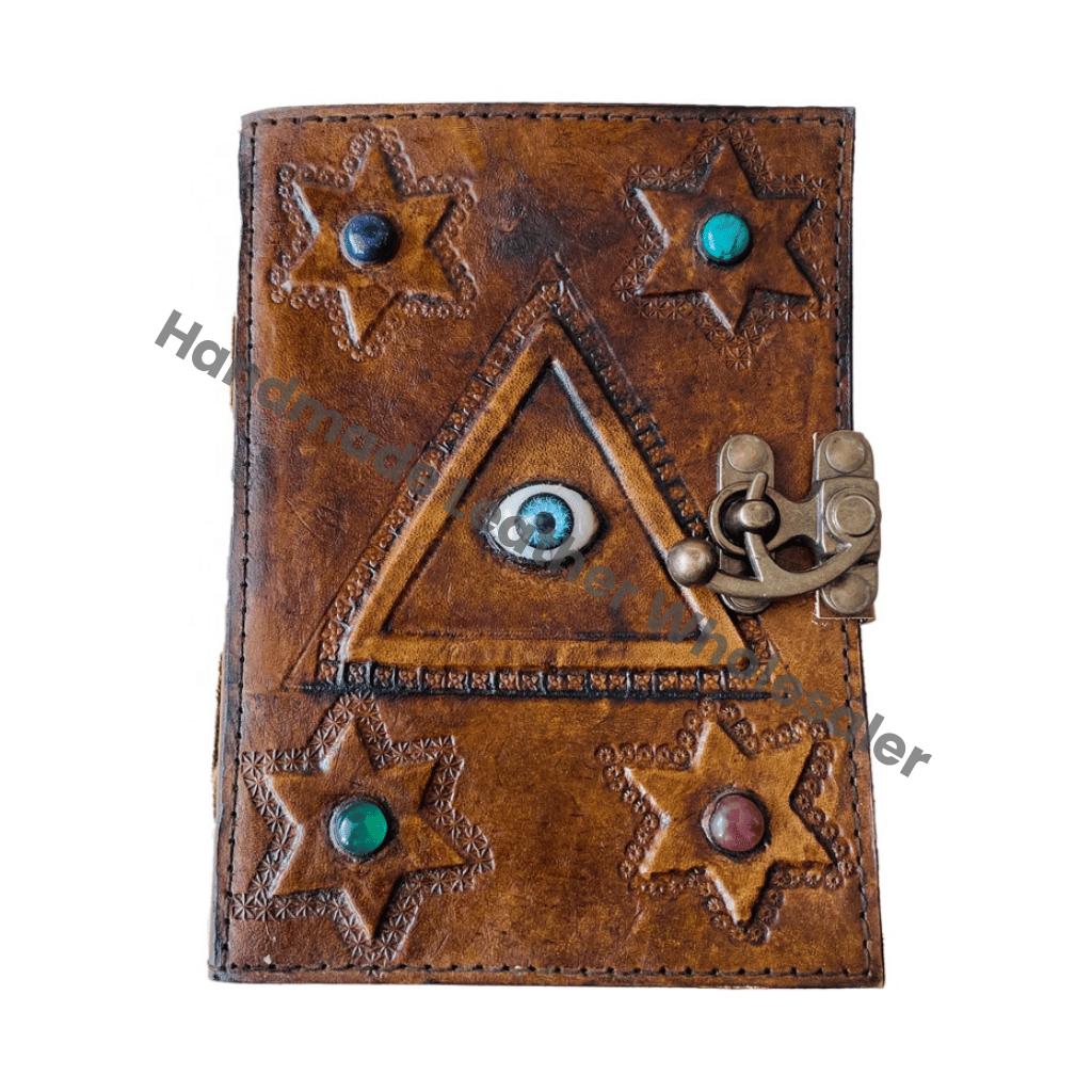 Hocus Pocus Triangle God Eye Book Handmade Spiral Binding Hard Leather Cover Blank Pages Eco-friendly Paper Gift Journal