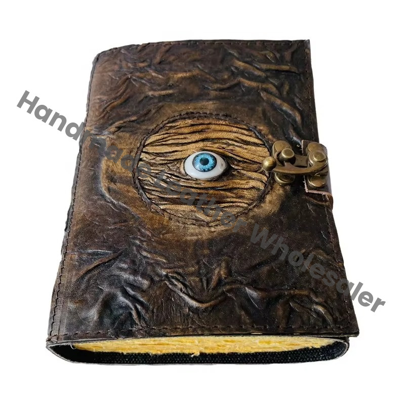 Hocus Pocus Vintage Leather Book Handmade Embossed Charcoal Art Paper Spells Celtic Wiccan Journals for Address Book Gift
