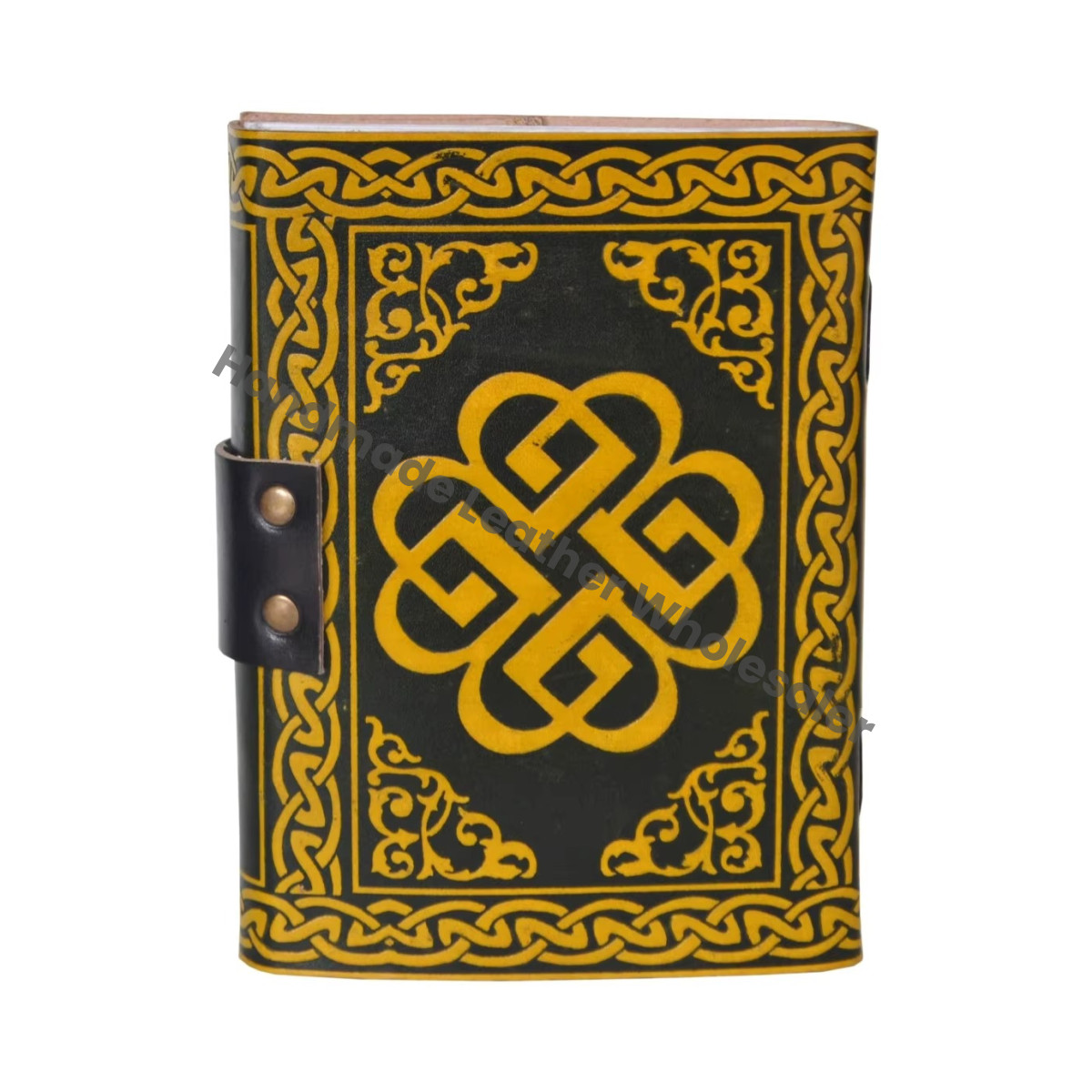 journal leather cover wholesale leather journals genuine leather journal Day Of Dead Printed Yellow Embossed Notebook Planner