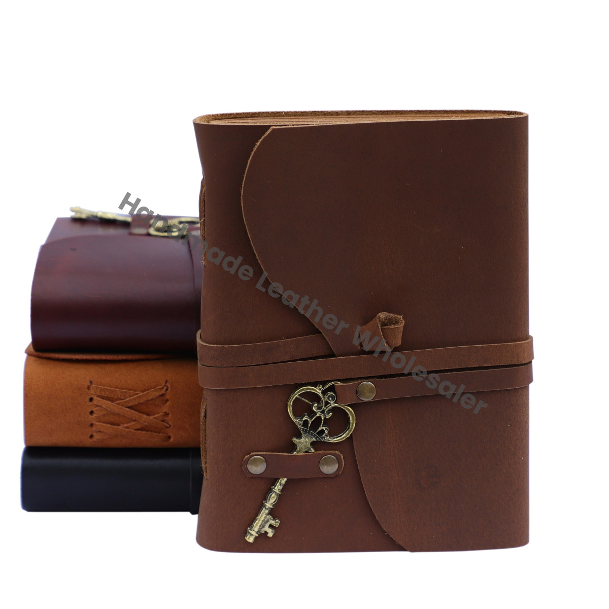 Key Leather Journal Handmade Vintage Deckle Edge Paper Grimoire Journals Junk Christmas Gift Travel Bound Notebooks