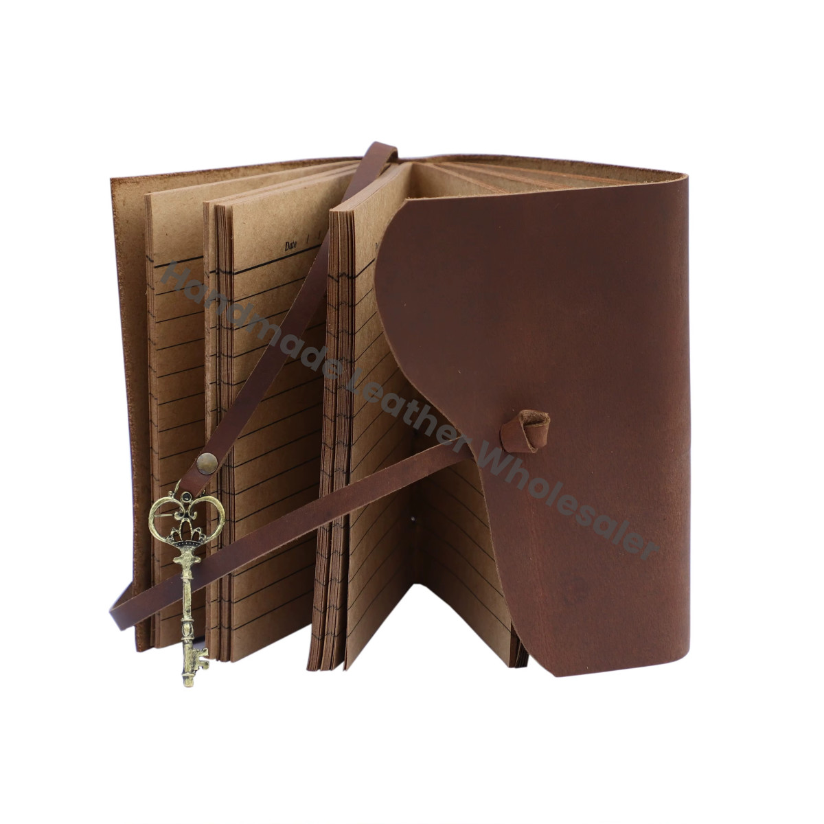 Key Leather Journal Handmade Vintage Deckle Edge Paper Grimoire Journals Junk Christmas Gift Travel Bound Notebooks
