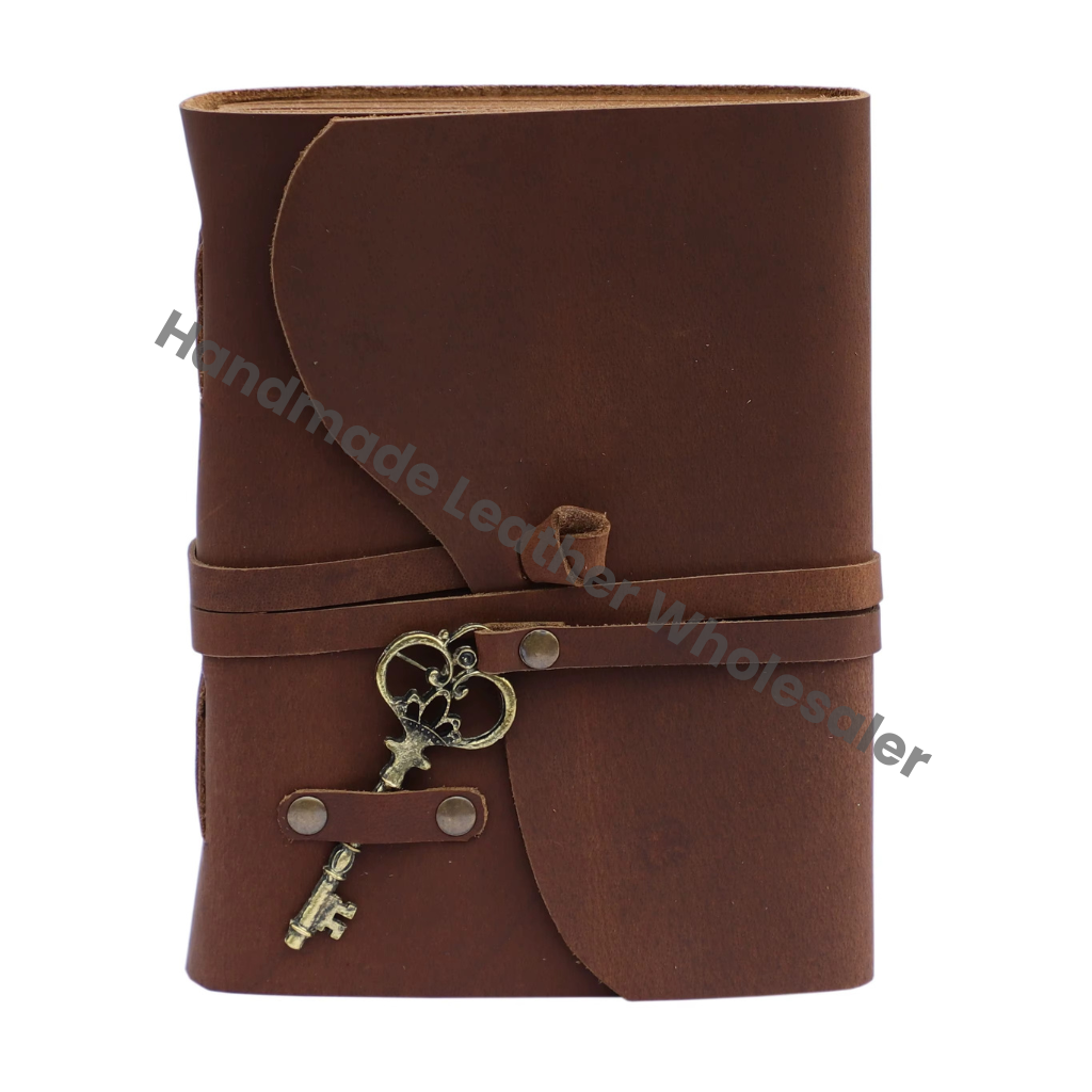 Key Leather Journal Handmade Vintage Deckle Edge Paper Grimoire Journals Junk Christmas Gift Travel Bound Notebooks