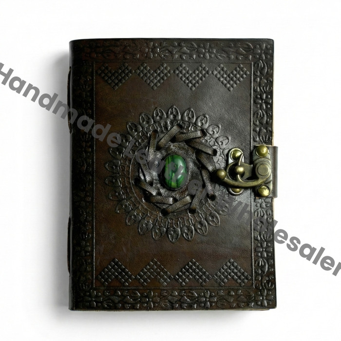 Lapis Lazuli Leather Book of Shadows: Embossed Grimoire Journal