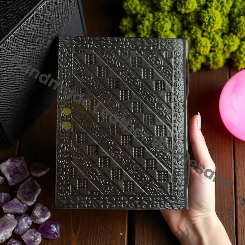 Lapis Lazuli Leather Book of Shadows: Embossed Grimoire Journal