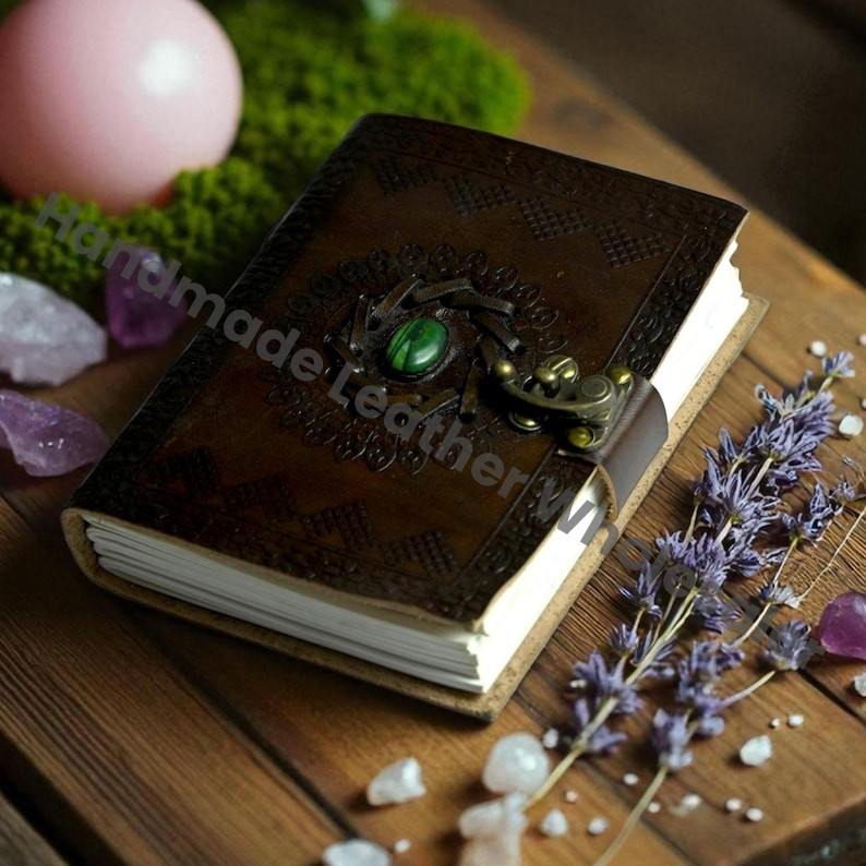 Lapis Lazuli Leather Book of Shadows: Embossed Grimoire Journal