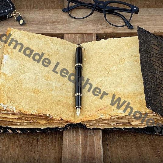 Lapis Lazuli Stone Leather Journal - Embossed Book of Shadows