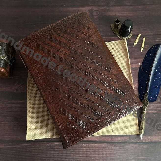 Large Embossed Sun and Moon Leather Journal, Book of Shadows