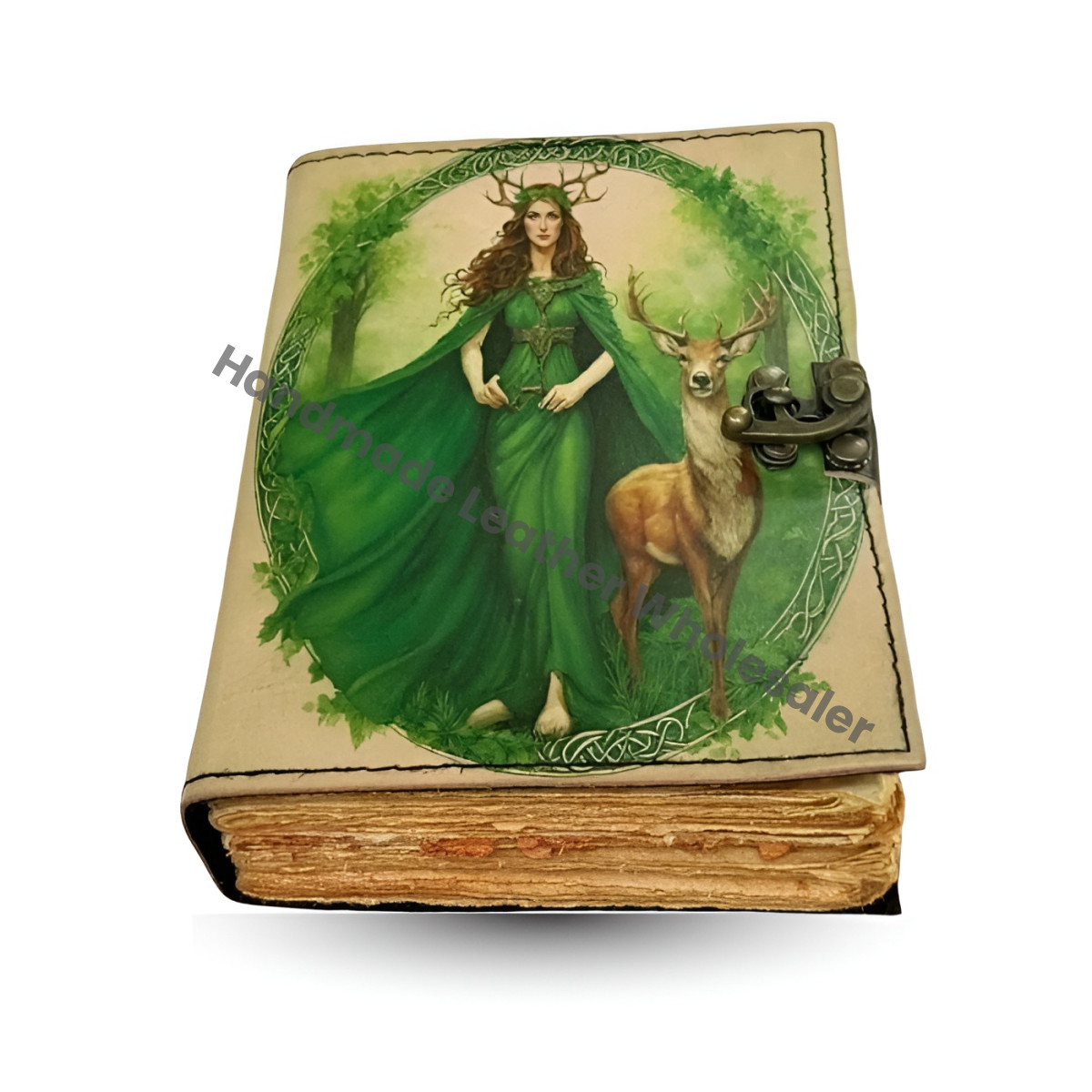 Large Grimoire leather journal • Fairy books Printed Blank spell book of shadows