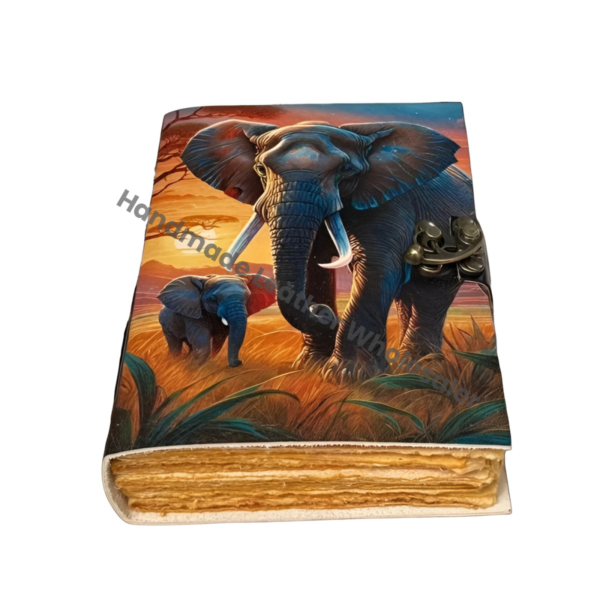 Large Leather Grimoire Journal: Antique Deckle Edge Paper Book of Shadows