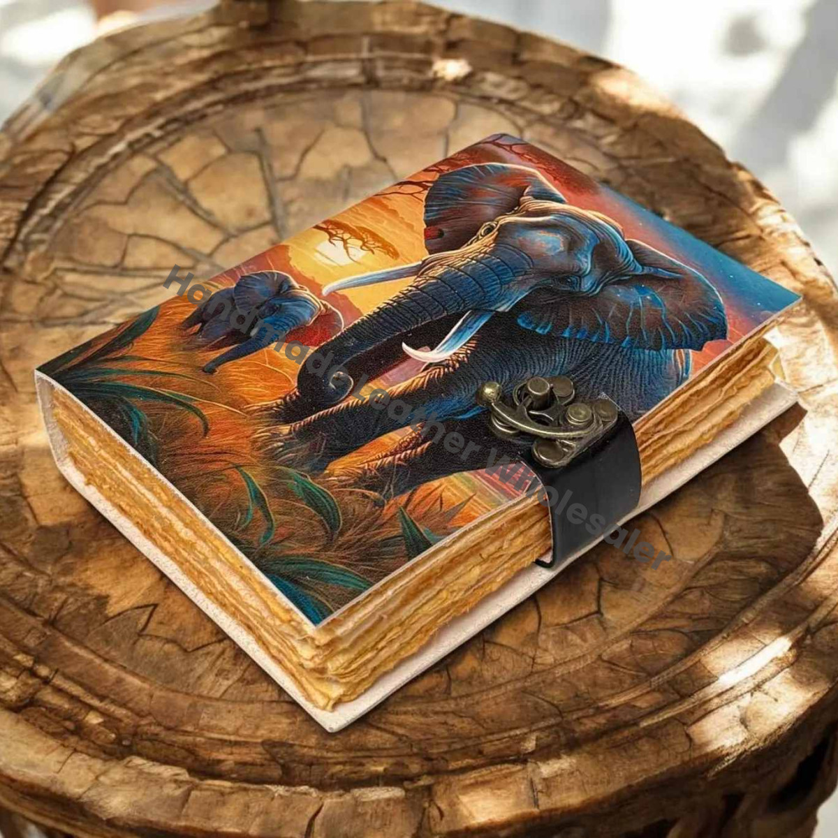 Large Leather Grimoire Journal: Antique Deckle Edge Paper Book of Shadows