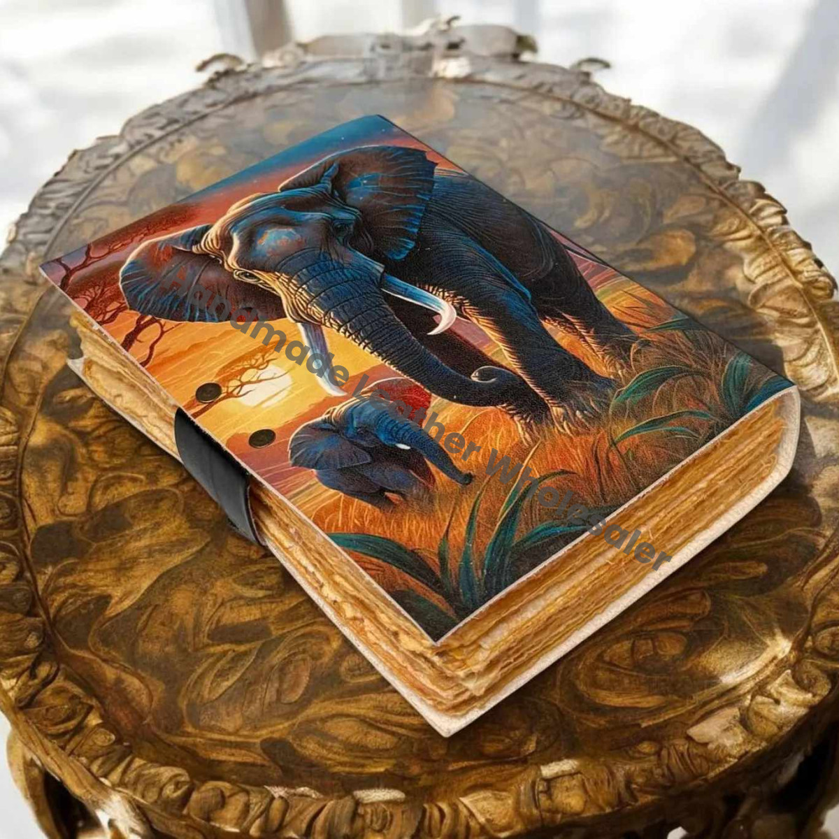 Large Leather Grimoire Journal: Antique Deckle Edge Paper Book of Shadows