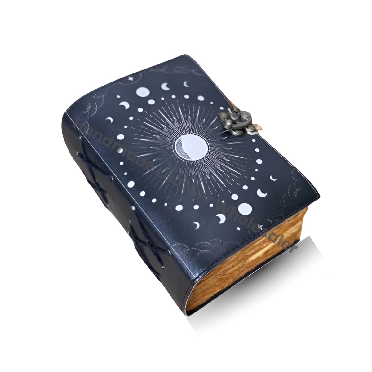 Large Leather Grimoire Journal: Moon Phases Spell Book
