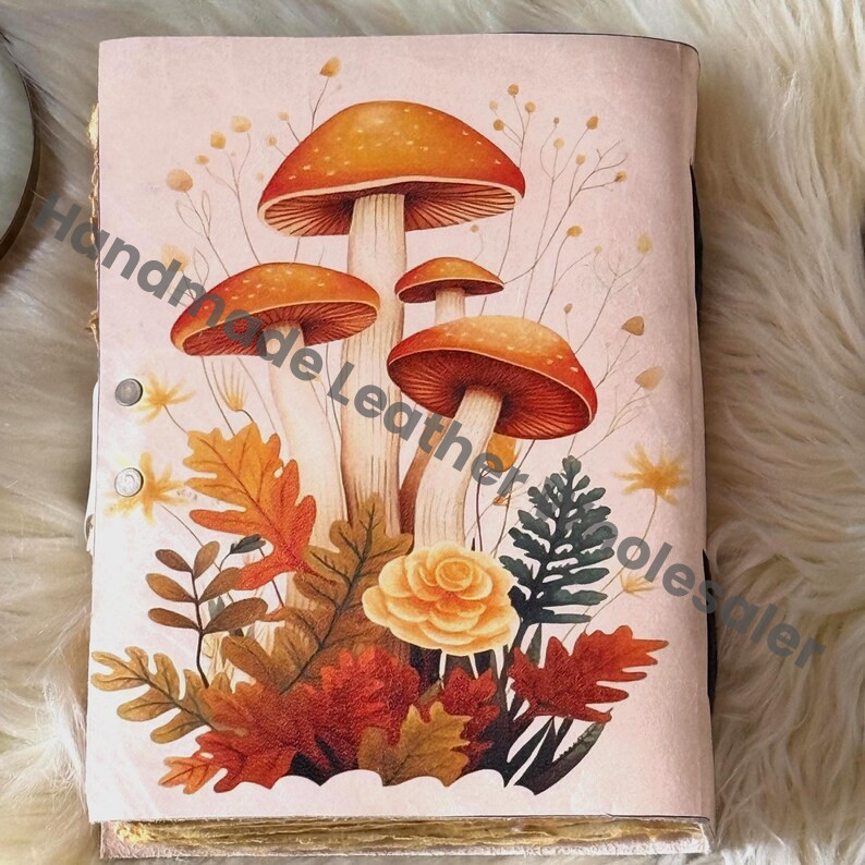 Large Leather Grimoire Journal: Mushroom Spell Book