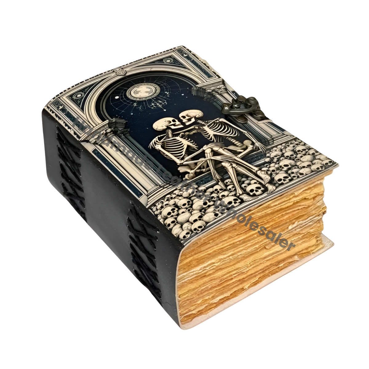 Large Leather Grimoire Journal: The Lover Print, Blank Book of Shadows