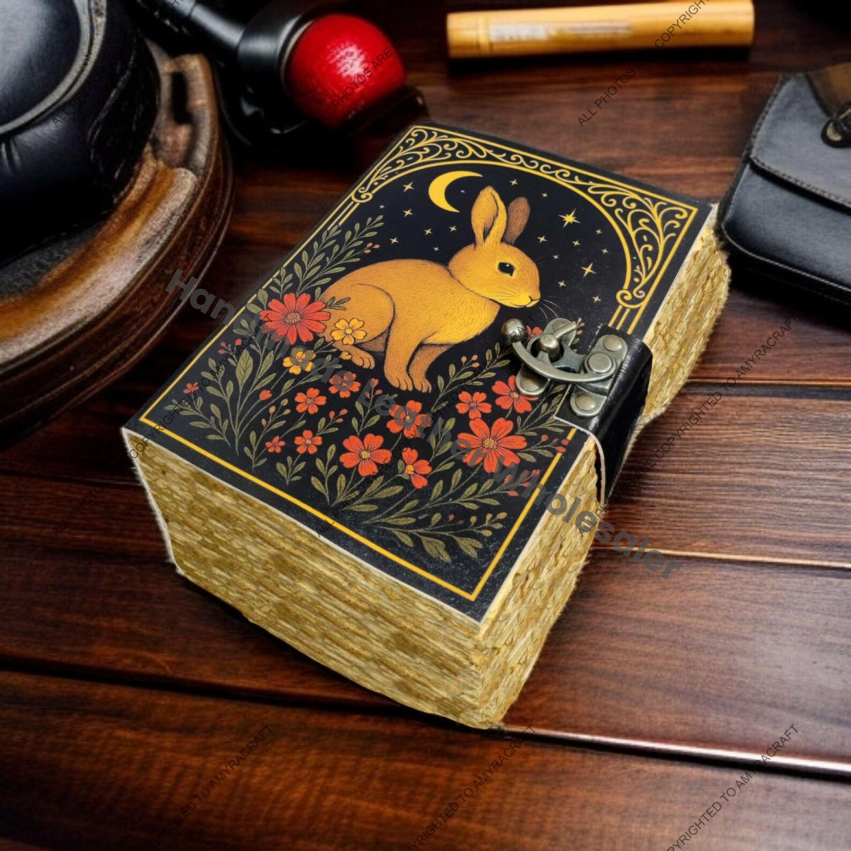 Large Leather Grimoire Journal: Vintage Spell Book of Shadows