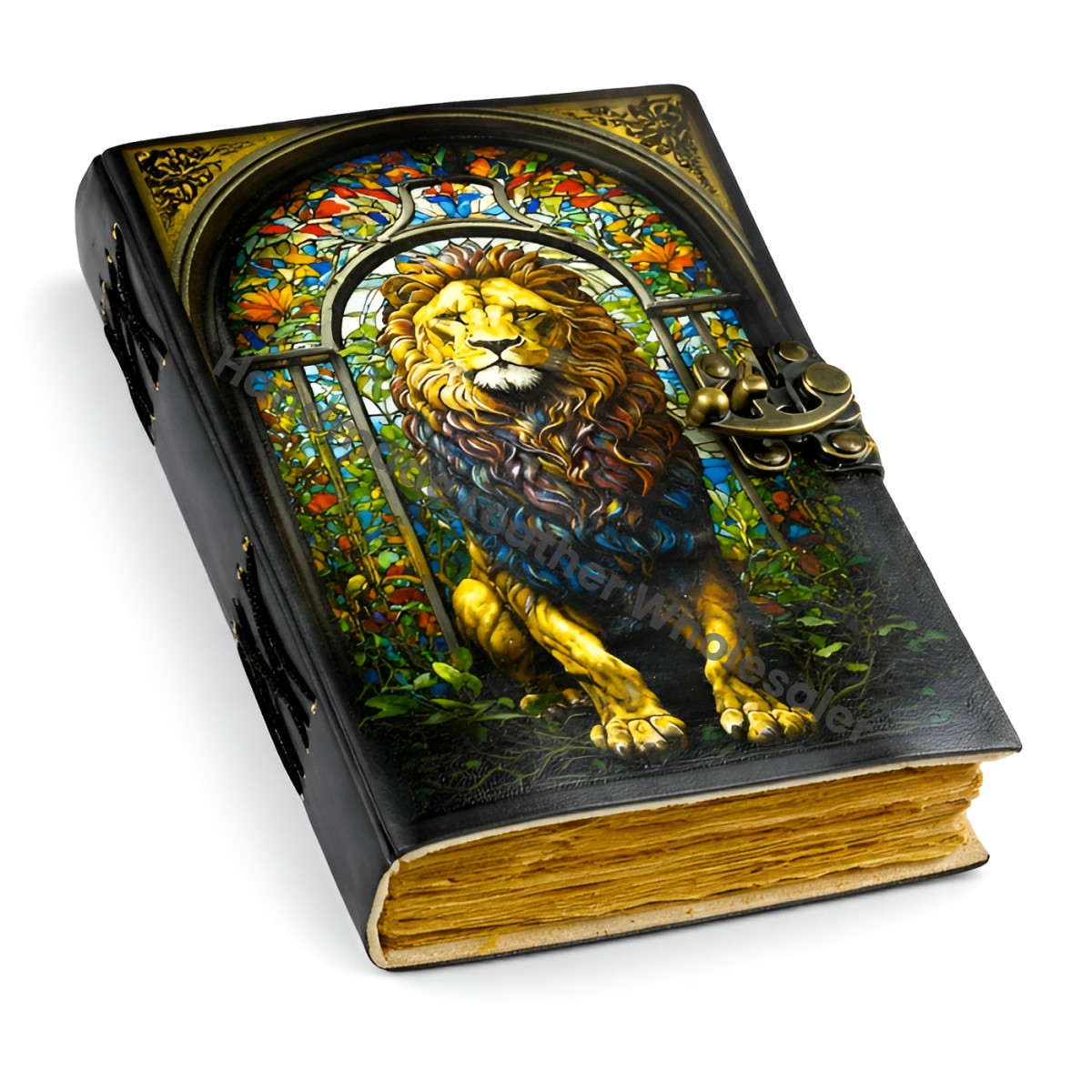 Large Lion Leather Journal: Vintage Grimoire, Blank Book of Shadows