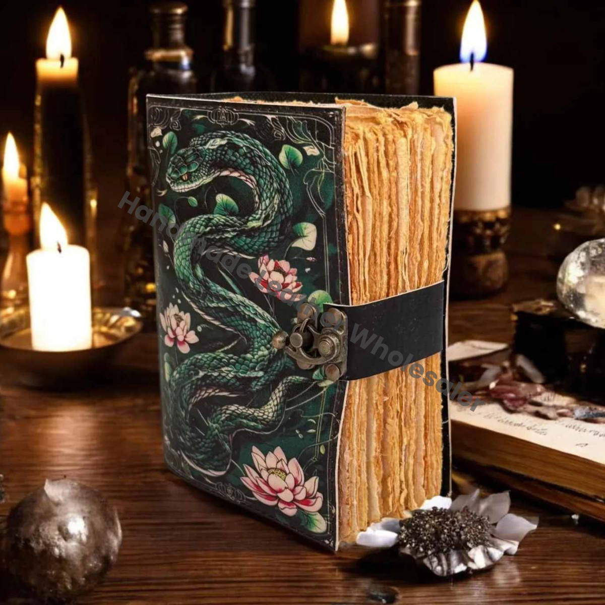 Large Snake Leather Journal: Handmade Grimoire, Spell Book