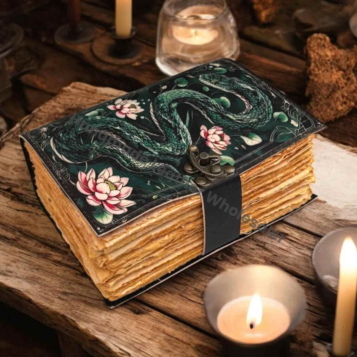 Large Snake Leather Journal: Handmade Grimoire, Spell Book