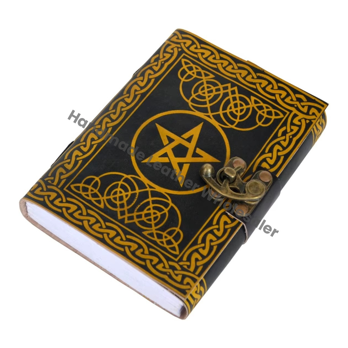 Large Vintage Handmade Hardcover Leather Journal for Women Pentagram Planner Sketchbook with Thermal Binding Writing Gift Giving
