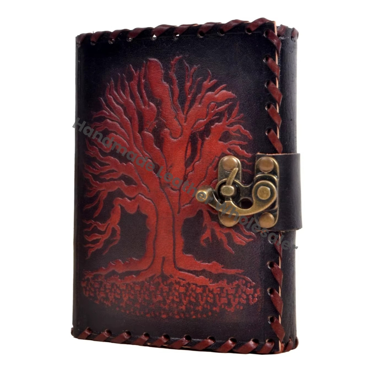 Large Vintage Handmade Tree of Life Leather Journal Sketchbook Black Red Notebooks Paper Cover Gift for Women's Diary Writing