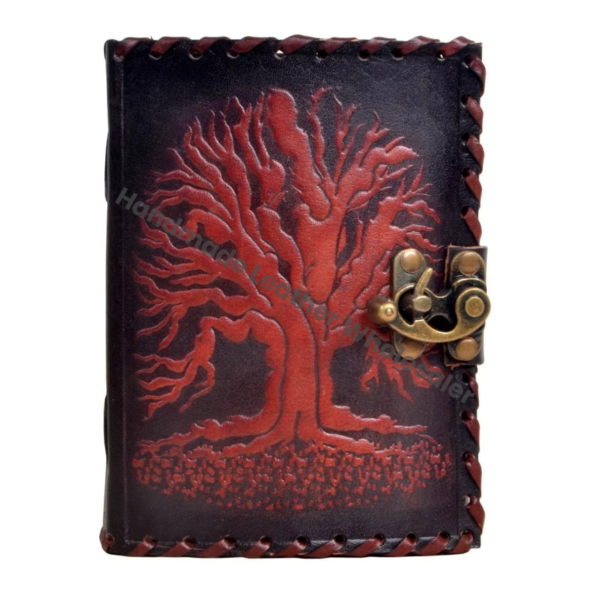 Large Vintage Handmade Tree of Life Leather Journal Sketchbook Black Red Notebooks Paper Cover Gift for Women's Diary Writing