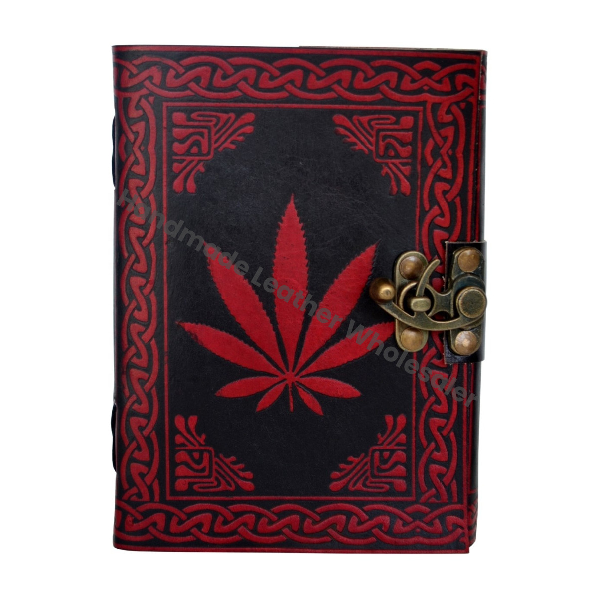 Leaf Vintage Red Black Leather Hardcover Journal Blank Spells Book Shadows Cotton Paper Drawing Bound Diary Sketchbook Gift