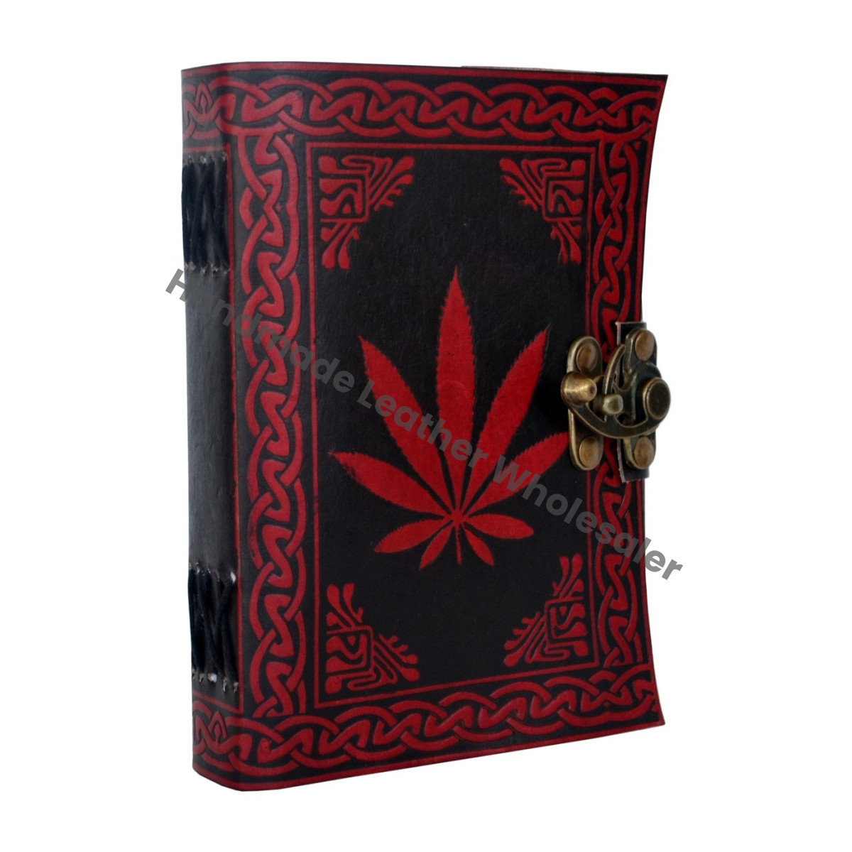 Leaf Vintage Red Black Leather Hardcover Journal Blank Spells Book Shadows Cotton Paper Drawing Bound Diary Sketchbook Gift