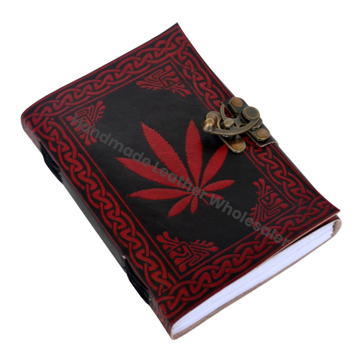 Leaf Vintage Red Black Leather Hardcover Journal Blank Spells Book Shadows Cotton Paper Drawing Bound Diary Sketchbook Gift