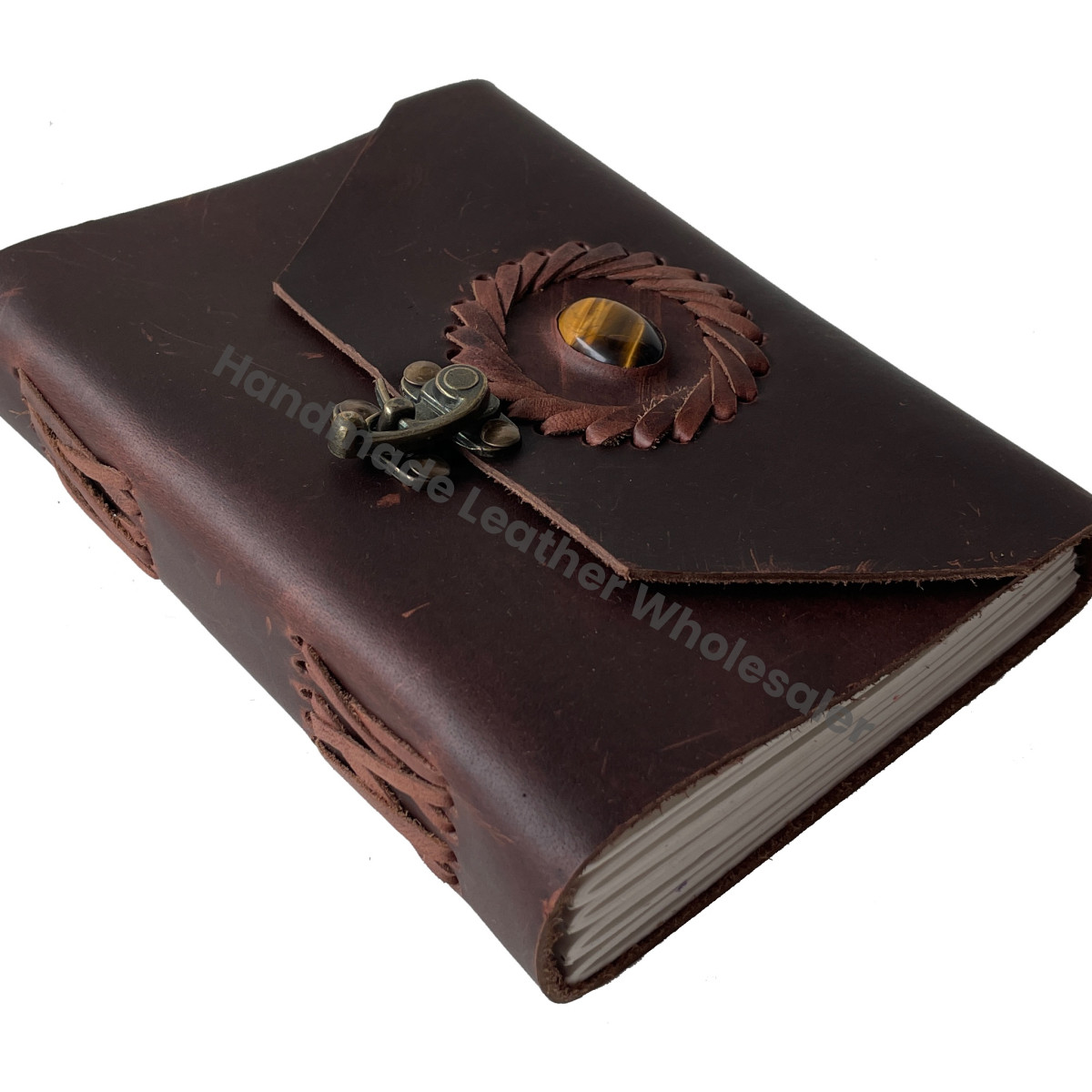 Leather Address Book Handmade Clasp Lock Vintage Design Unisex Lined Pages Eco-Friendly Paper Customized Logo Soft Cover