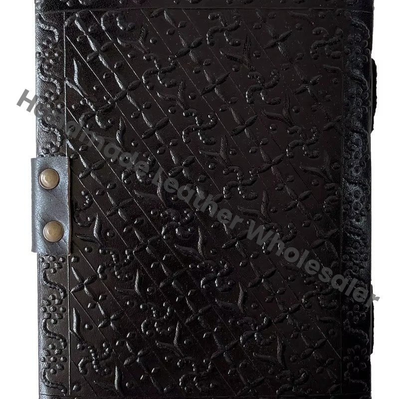Leather Address Book Wolf Embossed Antique Handmade Leather Bound Eco-friendly Paper Black Best Gift for Men Women