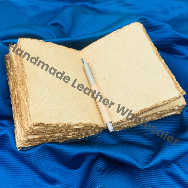 Leather Book of Shadows: Embossed Grimoire Journal with Lapis Lazuli