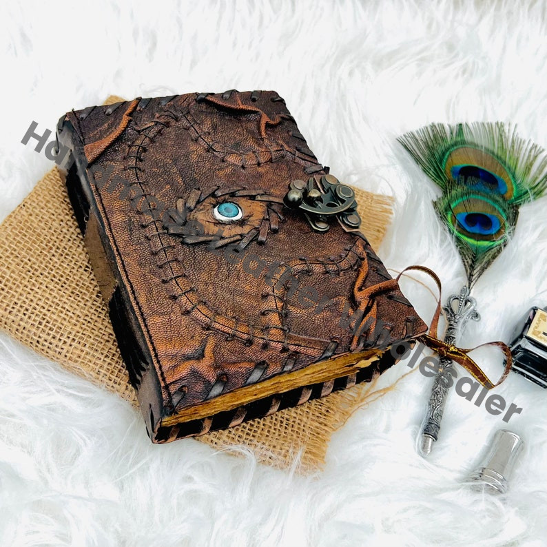 Leather Book of Shadows: Hocus Pocus Spell Book, Halloween Decor