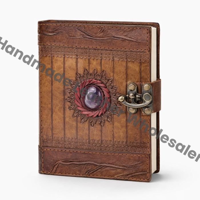 Leather Book of Shadows: Lapis Lazuli Grimoire, Celtic Journal