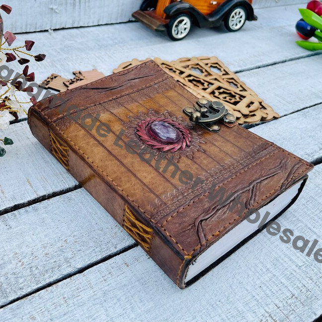 Leather Book of Shadows: Lapis Lazuli Grimoire, Celtic Journal