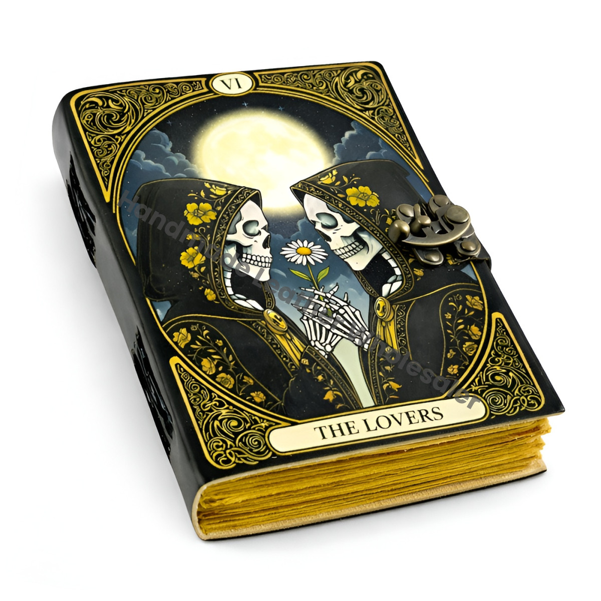 Leather Book of Shadows: Skull Lovers Tarot Journal with Lock