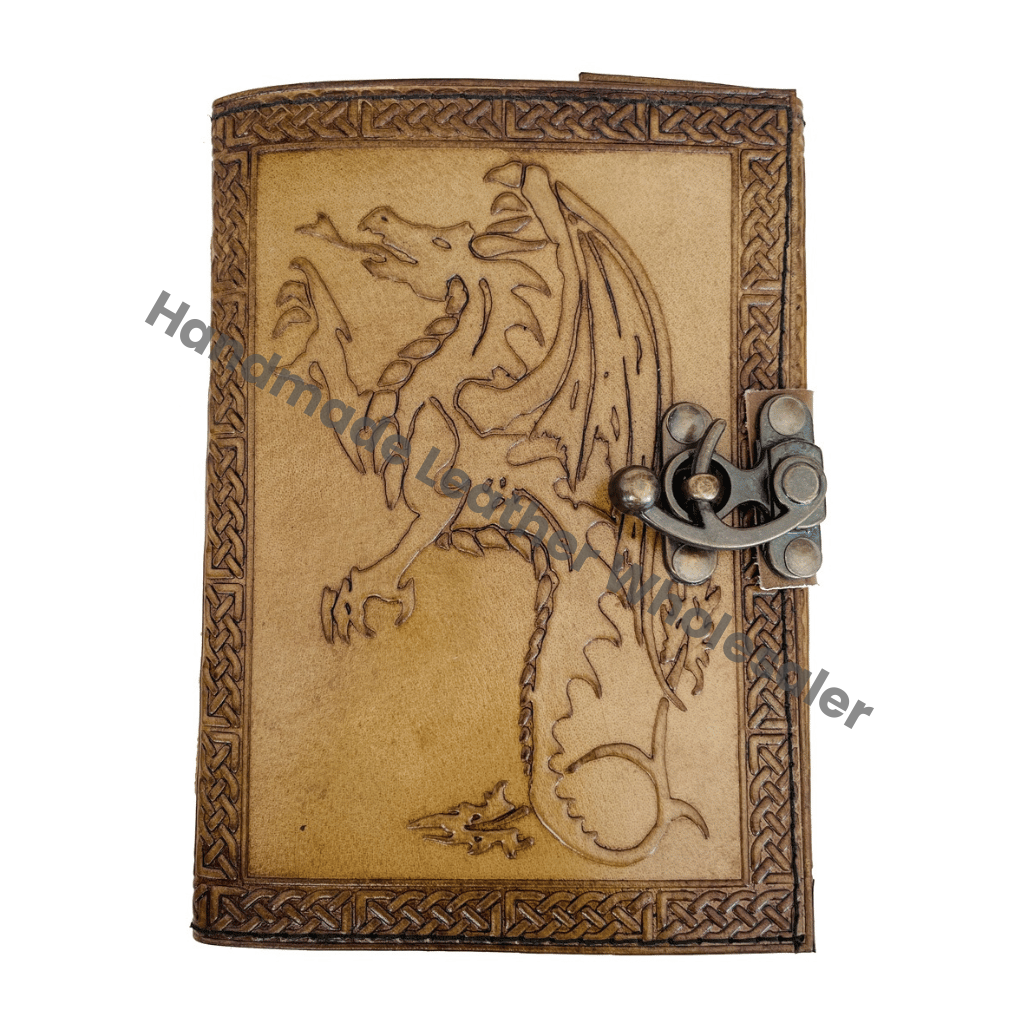 Leather Bound Embossed Vintage Dragon Sketchbook Journal Women Large Book Recyclable Handmade Paper Gift Travel Writing Planner