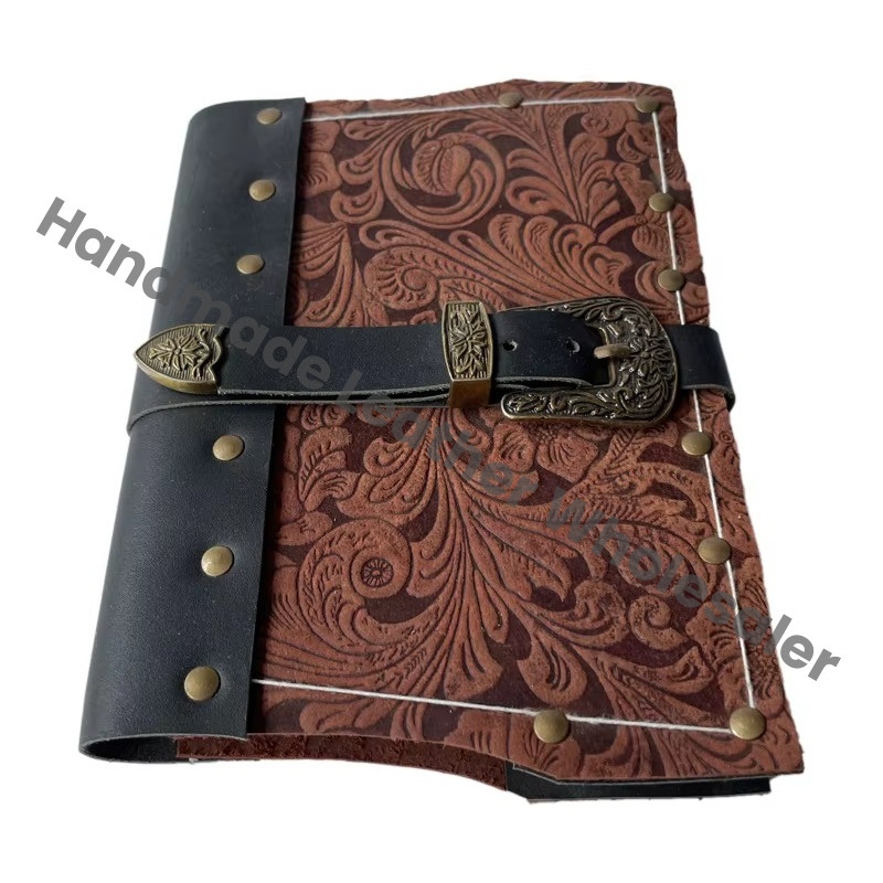Leather Bound Hardcover Journal Exclusive Vintage Retro Travel Sketchbook Embossed Logo Water Color Gift Paper Antique