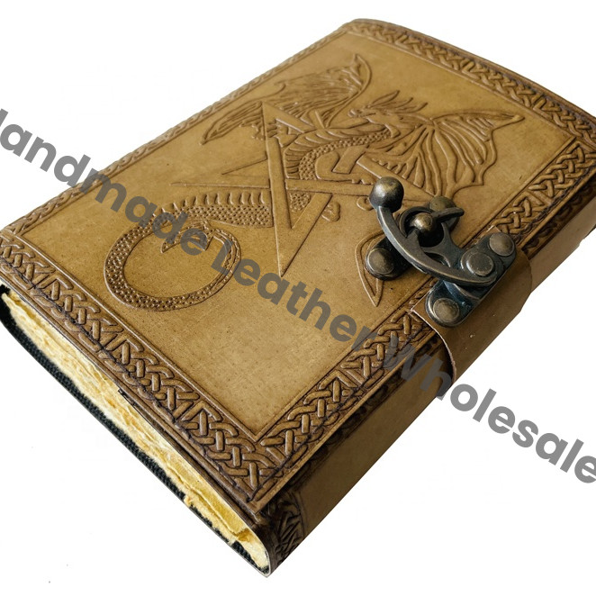 Leather Bound Journal Engraved Vintage Journal Leather Journal for Women Sketchbook Dragon Large Book of Shadows Star Pentagram
